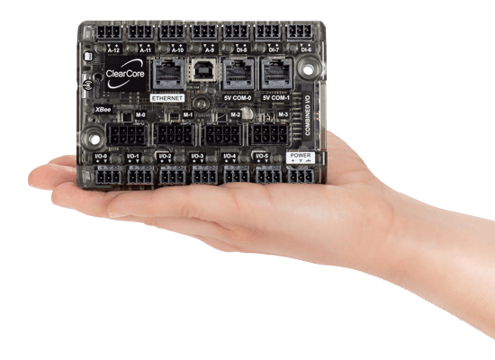 ClearCore fits in the palm of your hand